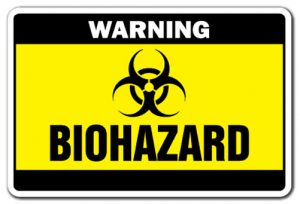 Black and yellow biohazard sign. 